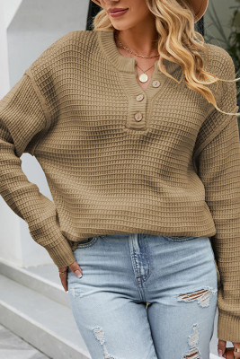 Button Down Texture Knit Pullover Sweaters
