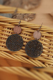 Hollow Out Round Wooden Earrings MOQ 5pcs