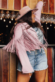 Pink Fringe Plus Size Cropped Jacket