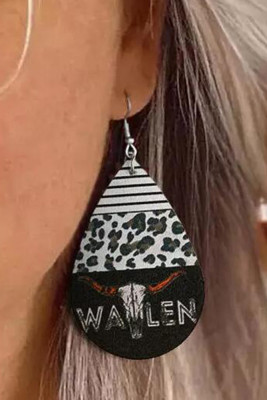 Striped Leopard Walen Printed PU Earrings MOQ 5pcs