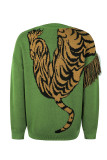 Tiger Pattern Tassle Knitting Pullover Sweater 