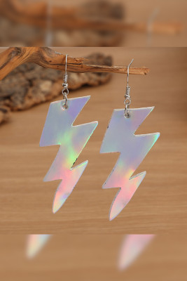 Laser Color Lightning PU Earrings MOQ 5pcs