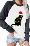 Black Santa Cat Tangled Up In Lights Christmas Santa couple Long Sleeve Top UNISHE Wholesale