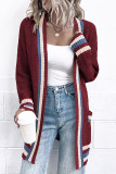 Front Open Colorful Stripes Cardigan With Pockets 