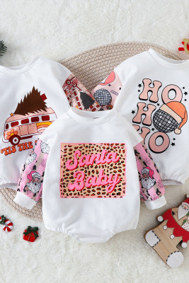 White Christmas Printed Baby Rompers