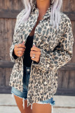 Leopard Print Button up Denim Jacket