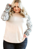 Apricot Plus Size Contrast Long Sleeve Top