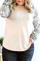 Apricot Plus Size Contrast Long Sleeve Top
