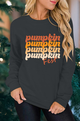 Pumpkin Print O-neck Long Sleeve Sweatshirts Women UNISHE Wholesale