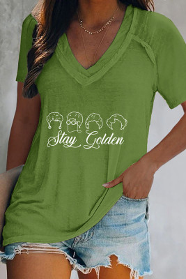 Stay Golden  V Neck Graphic Tee Unishe Wholesale