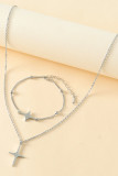 Cross Couples Necklace and Bracelet Set MOQ 5pcs