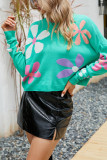 Floral Knit Short Length Pullover Sweaters