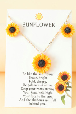Sunflower Decor Steel Chain Necklace MOQ 5PCs 