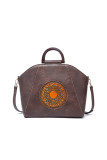 Retro Genuine Leather Emboss Tote Shoulder Bag MOQ 3PCs 
