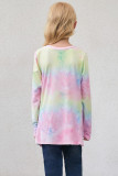 Pink Tie Dyed Twist Knot Girl's Long Sleeve Top