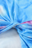 Sky Blue Tie Dyed Twist Knot Girl's Long Sleeve Top