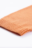 Orange Ribbed Open Front Knit Cardigan