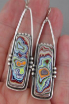 Vintage Square Colorful Marble Texture Earrings MOQ 5PCs