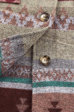 Vintage Aztec Print Lapel Pocket Button Up Jacket