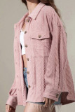 Plain Button Up Cable Knit Coat with Pockets