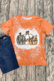 Thanksgiving,Thankful Pumpkin Bleached Graphic Tee Unishe Wholesale