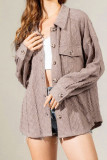 Plain Button Up Cable Knit Coat with Pockets