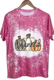 Thanksgiving,Thankful Pumpkin Bleached Graphic Tee Unishe Wholesale