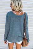 Blue Front to Back Two Way Ruched Top