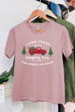 Farm Fresh Christmas Trees with Farm Truck Graphic Printed Short Sleeve T Shirt Unishe Wholesale