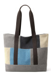 Color Block Canvas Tote Bag MOQ 3pcs