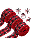 Plaid Christmas Print Linen Ribbon Tapes