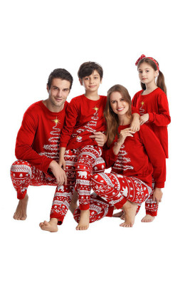 Red Christmas Print Family Loungewear Set