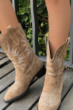 Embroidery Suede Pointed Toe Short Boots 