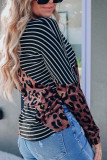 Black Leopard And Striped Color Block Top