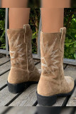 Embroidery Suede Pointed Toe Short Boots 