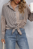 Plaid in Plaid Oversized Open Buttoned Pockets Blouse Shirts
