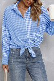 Plaid in Plaid Oversized Open Buttoned Pockets Blouse Shirts