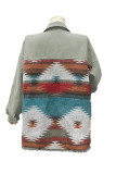 Distressed Aztec Denim Jacket Coat