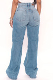 Washed Blue Baggy Loose Fit Jeans Pants