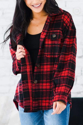 Plaid Open Button Pockets Shackets