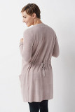 Pink Tunic Back Open Front Cardigan with Pockets