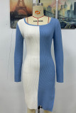 Colorblock Splicing Knitting Dress 