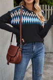 Diamond Pattern Knitting Pullover Sweater 