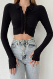 Pleated Slim Crop Top with Thumb Hole