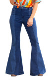 Blue Boho Two Tone Extreme Flare Jeans