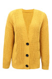 Mustard Cable Knit Open Button Cardigans