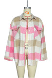 Colorful Open Button Pockets Plaid Shackets