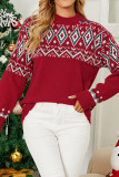 Stand Collar Geometric Xmas Knit Sweaters