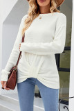 Waffle Knit Twisted Long Sleeves Top