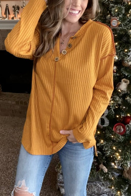 Button Down Texture Striped Long Sleeves Top